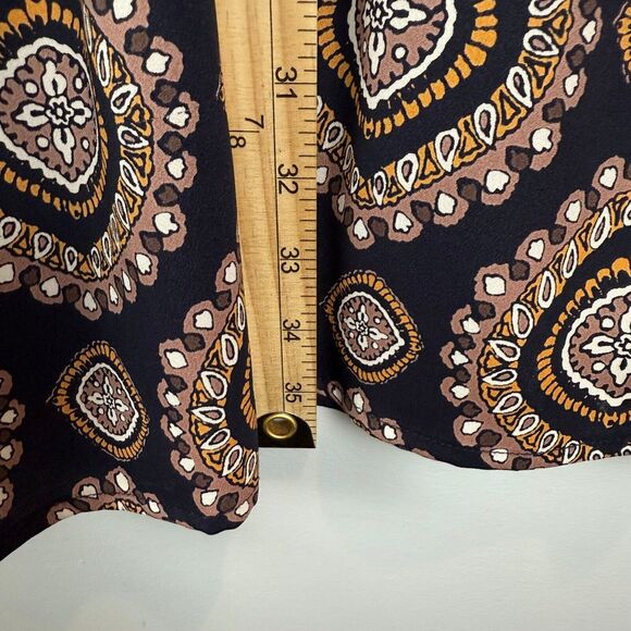 Ann Taylor Loft Shift Dress Women's Sz M Navy Gold Medallion Drop Hem Boho Artsy - Picture 8 of 8